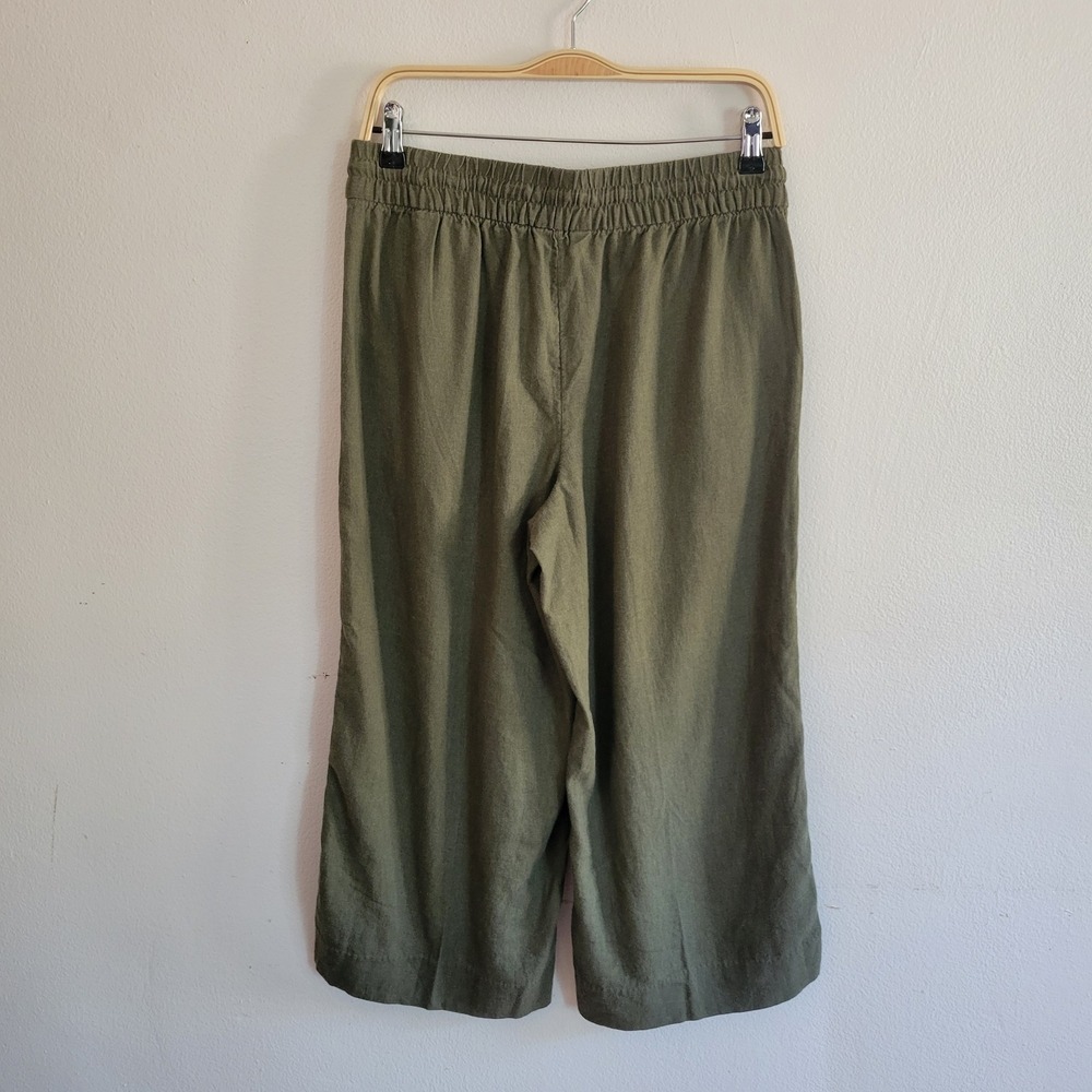 Banana Republic Wide Leg Crop Pants Small Avocado Green Coastal Resort Travel - Picture 2 of 11